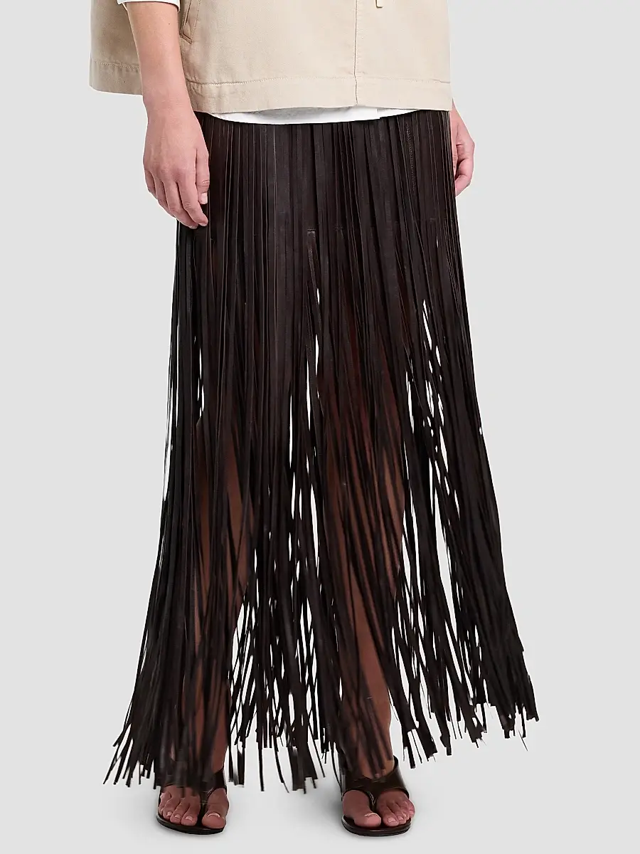TWP Women's Tangled Up Fringed Leather Maxi Skirt | Thumbnail 8 TWP Women's Tangled Up Fringed Leather Maxi Skirt | Thumbnail 8