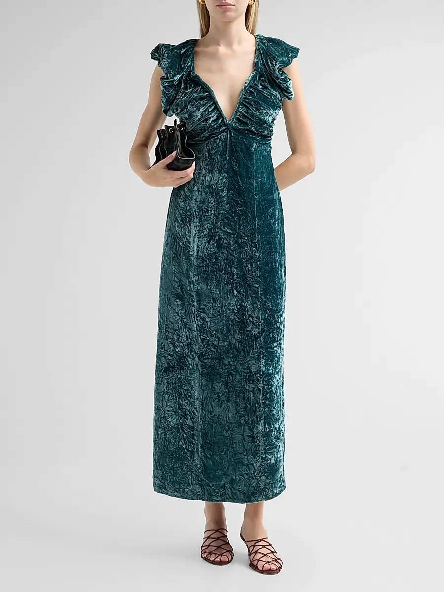 Ulla Johnson Women's Astra Crushed Velvet Column Maxi Dress | Thumbnail 2