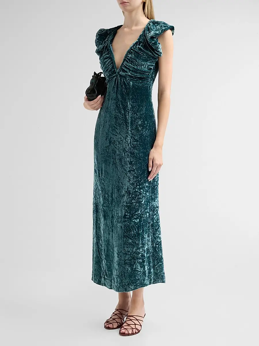 Ulla Johnson Women's Astra Crushed Velvet Column Maxi Dress | Thumbnail 4