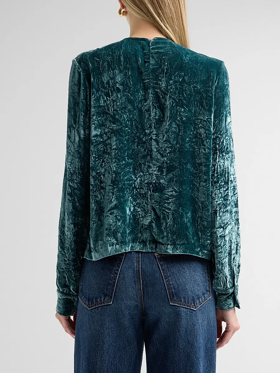 Ulla Johnson Women's Vesa Draped Velvet Blouse | Thumbnail 3 Ulla Johnson Women's Vesa Draped Velvet Blouse | Thumbnail 3