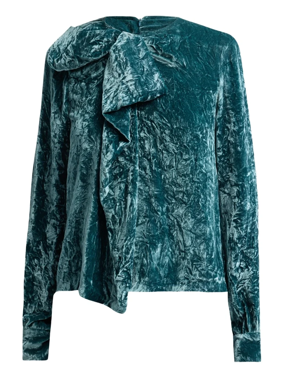 Women's Vesa Draped Velvet Blouse Women's Vesa Draped Velvet Blouse