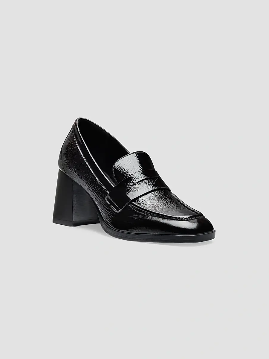 Stuart Weitzman Women's Vera 70MM Crinkled Patent Leather Loafer Pumps | Thumbnail 2 Stuart Weitzman Women's Vera 70MM Crinkled Patent Leather Loafer Pumps | Thumbnail 2