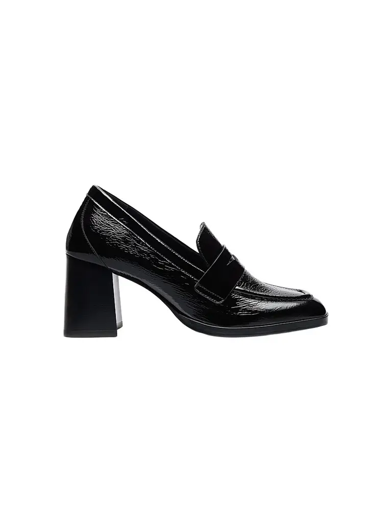 Stuart Weitzman Women's Vera 70MM Crinkled Patent Leather Loafer Pumps