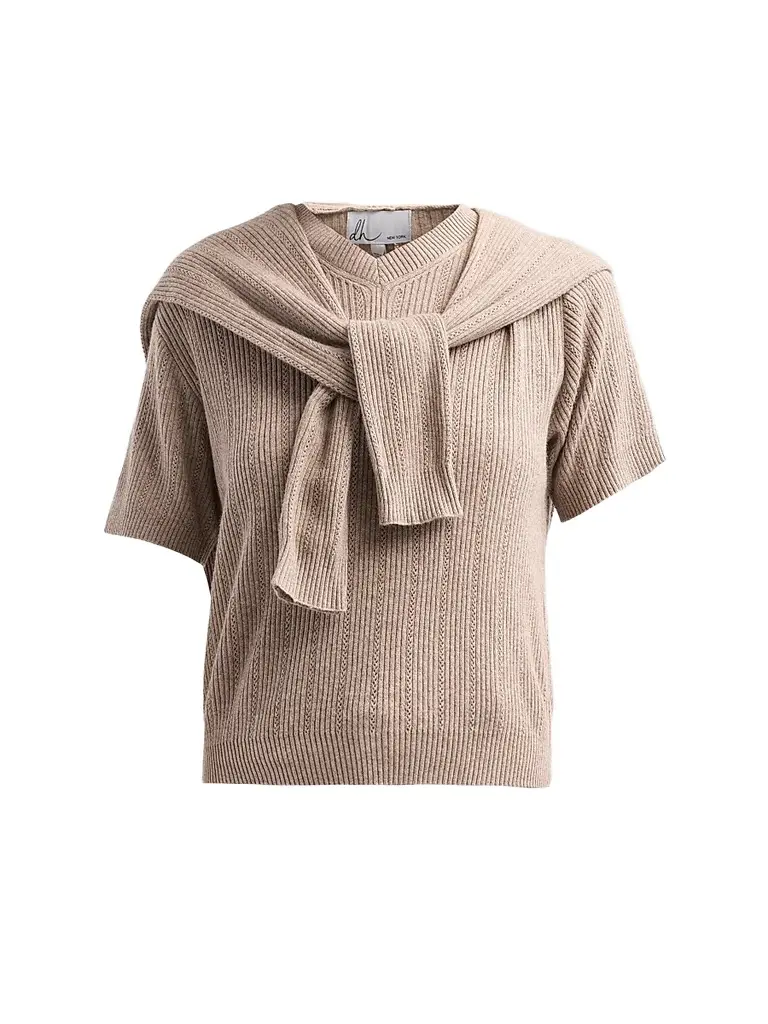 Design History Women's Jean Layered Knit Top - Sleet | Image 1 Design History Women's Jean Layered Knit Top - Sleet | Image 1