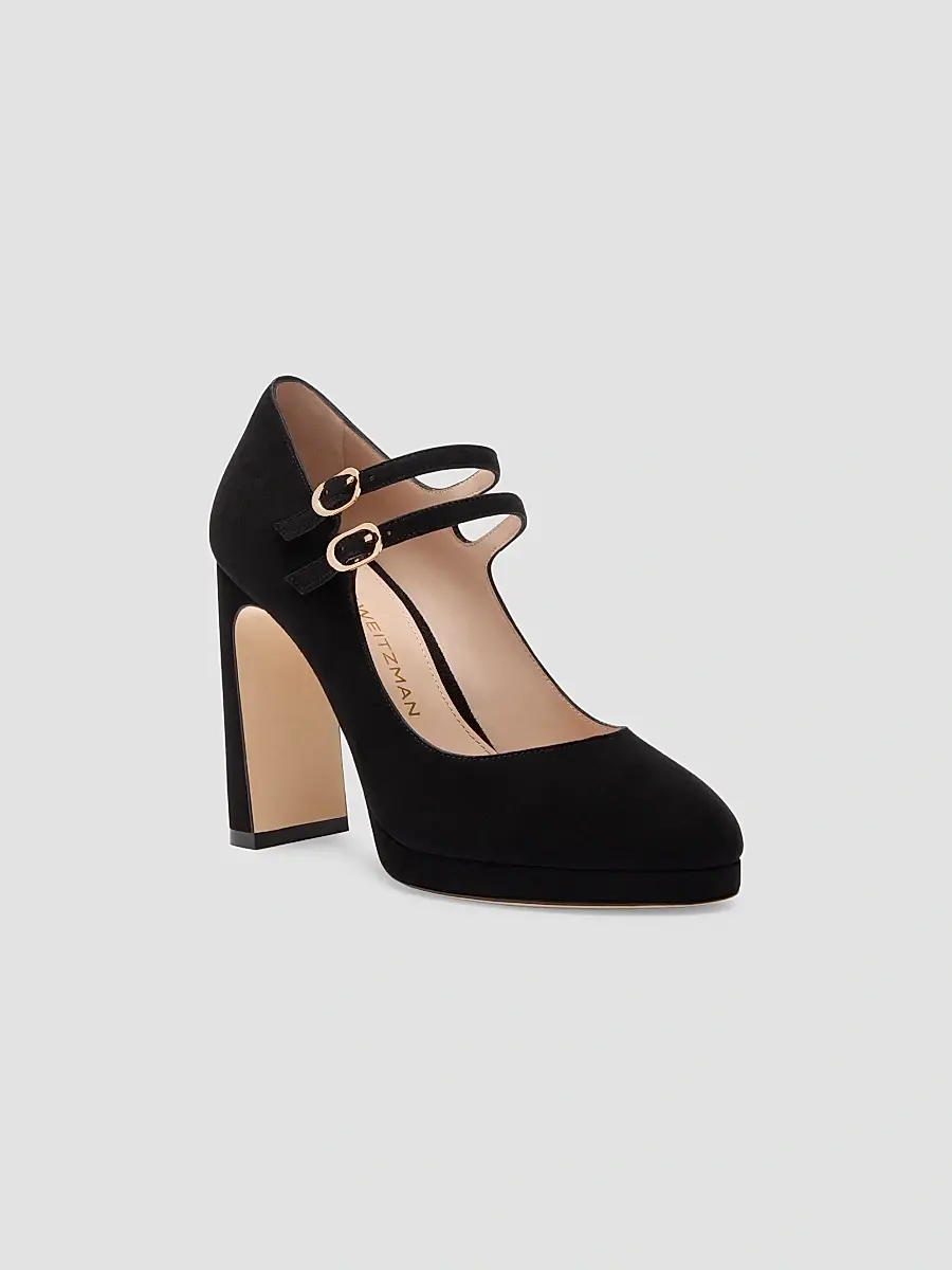 Stuart Weitzman Women's Babette 100MM Suede Platform Mary Janes | Thumbnail 2 Stuart Weitzman Women's Babette 100MM Suede Platform Mary Janes | Thumbnail 2