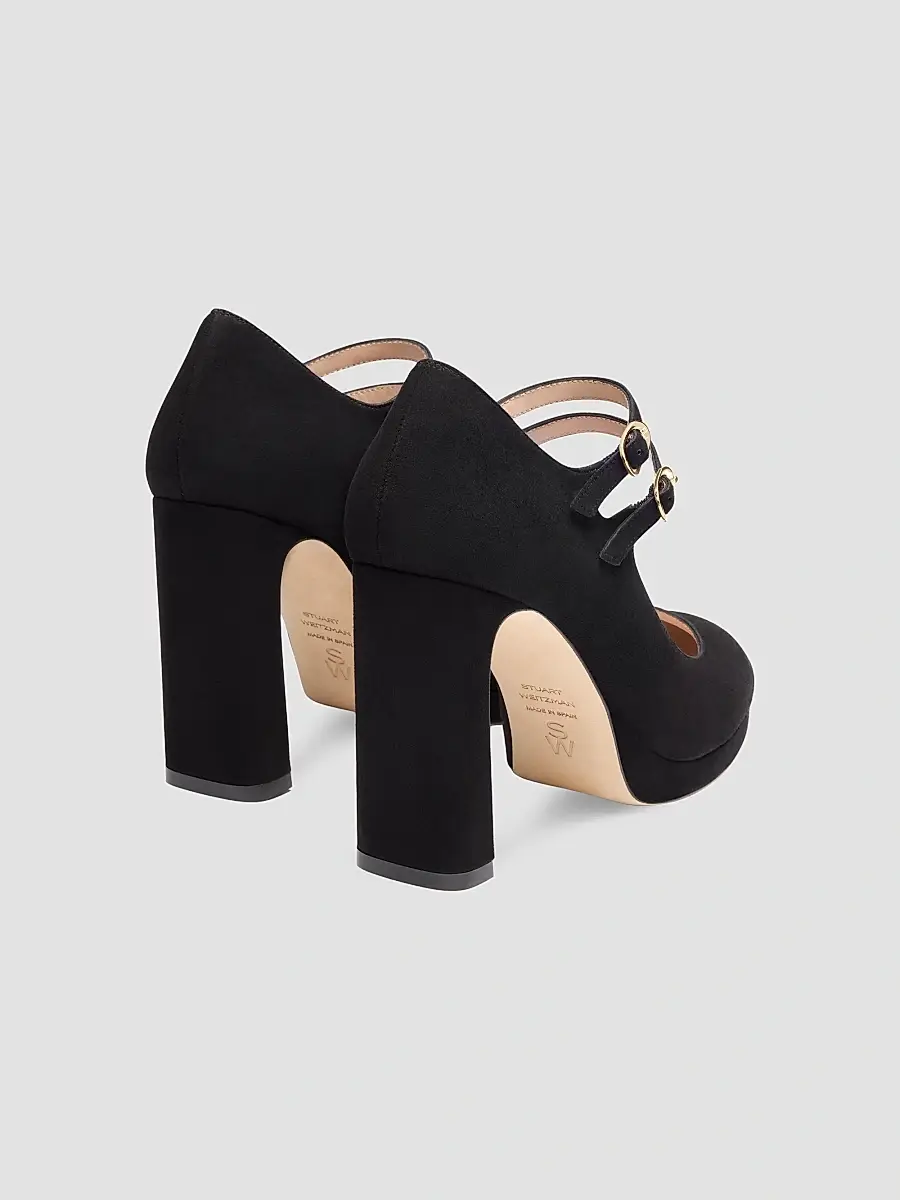 Stuart Weitzman Women's Babette 100MM Suede Platform Mary Janes | Thumbnail 3 Stuart Weitzman Women's Babette 100MM Suede Platform Mary Janes | Thumbnail 3