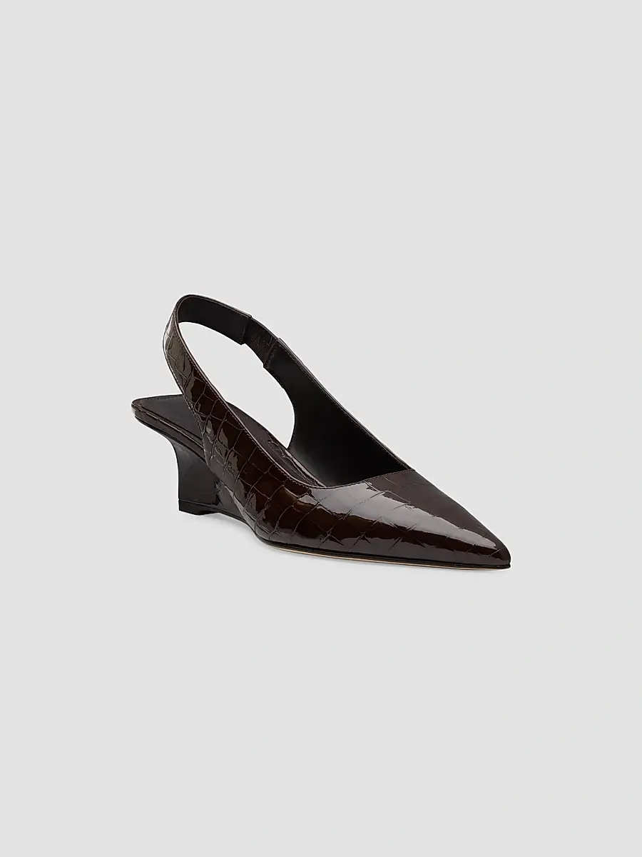 Stuart Weitzman Women's Vinnie 50MM Croc-Embossed Patent Leather Slingback Pumps | Thumbnail 2 Stuart Weitzman Women's Vinnie 50MM Croc-Embossed Patent Leather Slingback Pumps | Thumbnail 2
