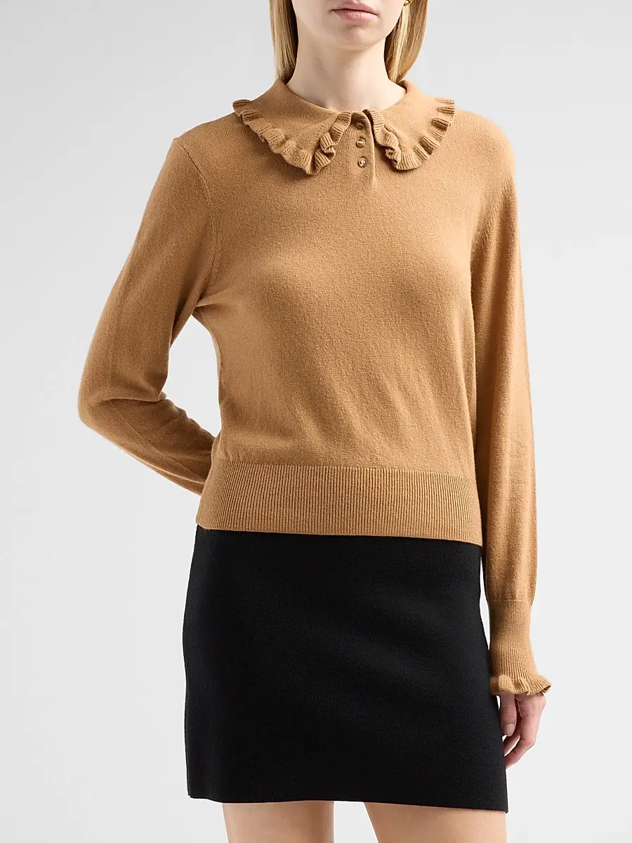 dh New York Women's Sophie Ruffle Collar Polo Top | Thumbnail 4 dh New York Women's Sophie Ruffle Collar Polo Top | Thumbnail 4