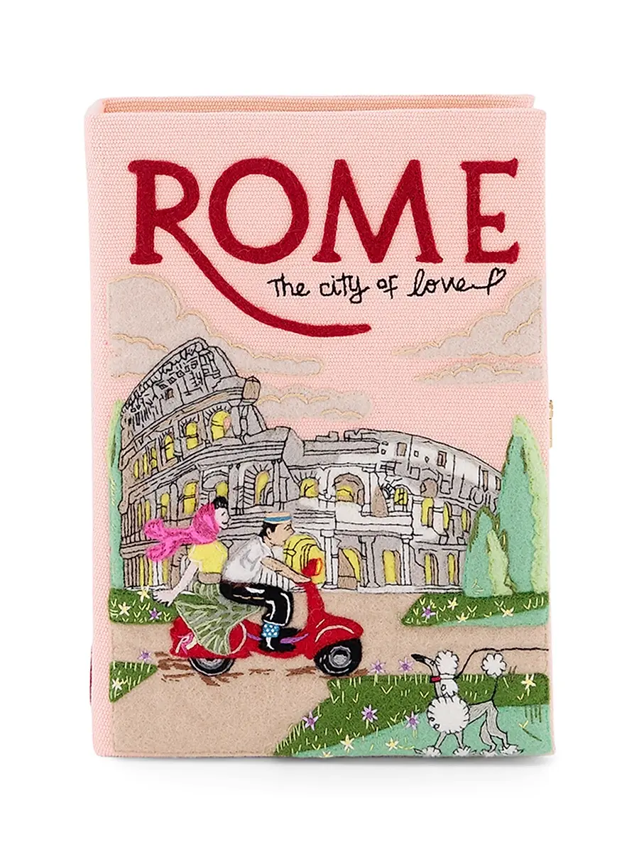 Olympia Le-Tan Women's Voyages Rome City Of Love Cotton-Silk Blend Clutch - Ballet | Image 1 Olympia Le-Tan Women's Voyages Rome City Of Love Cotton-Silk Blend Clutch - Ballet | Image 1