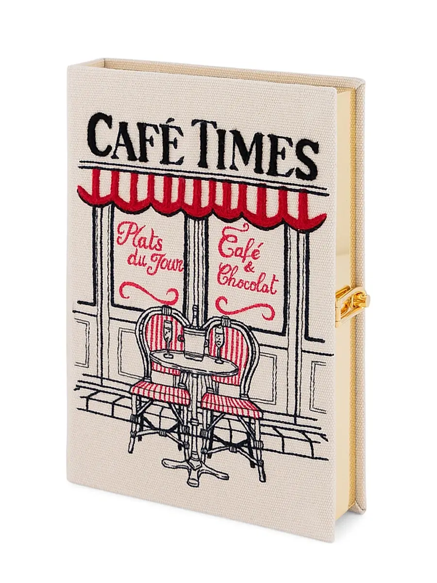 Olympia Le-Tan Women's Cafe Times Embroidered Silk Book Clutch | Thumbnail 2 Olympia Le-Tan Women's Cafe Times Embroidered Silk Book Clutch | Thumbnail 2