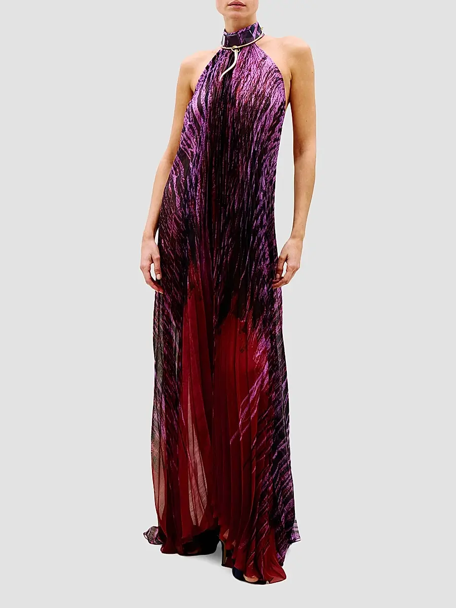 Silvia Tcherassi Women's Lucia Printed Chiffon Halter Maxi Dress | Thumbnail 2 Silvia Tcherassi Women's Lucia Printed Chiffon Halter Maxi Dress | Thumbnail 2