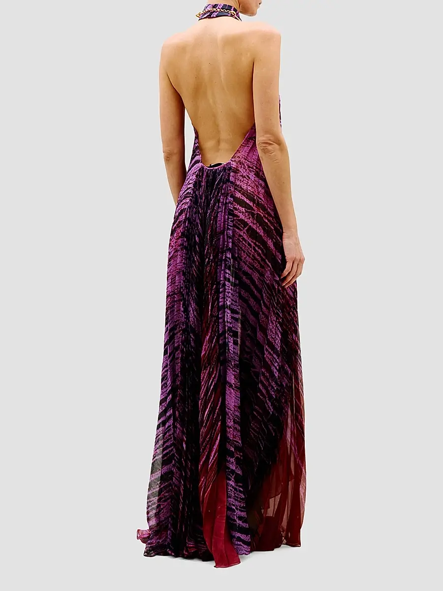 Silvia Tcherassi Women's Lucia Printed Chiffon Halter Maxi Dress | Thumbnail 3 Silvia Tcherassi Women's Lucia Printed Chiffon Halter Maxi Dress | Thumbnail 3