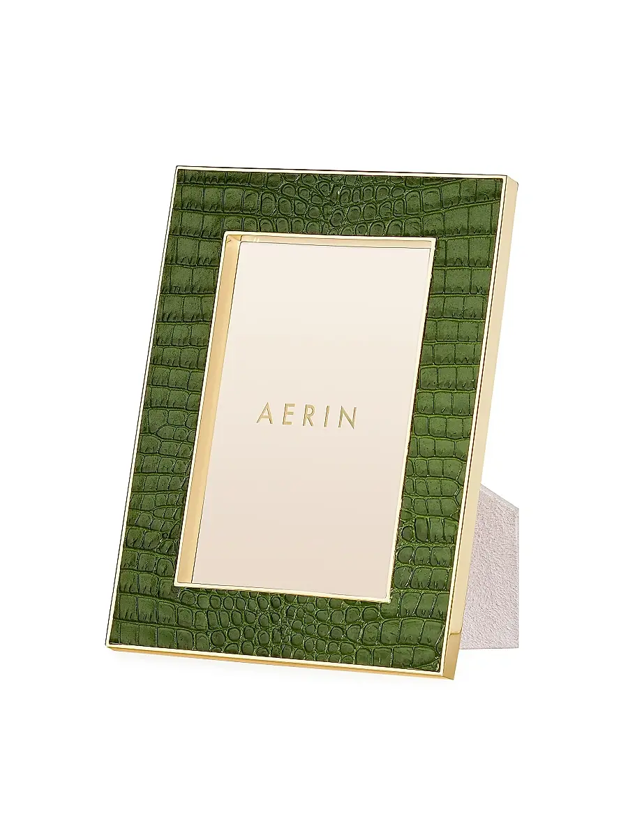 AERIN Classic Crocodile-Embossed Leather Frame
