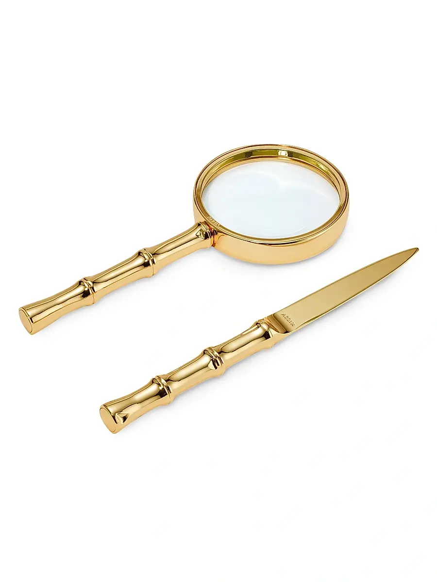 AERIN Ava Bamboo Magnifying Glass & Letter Opener - Gold