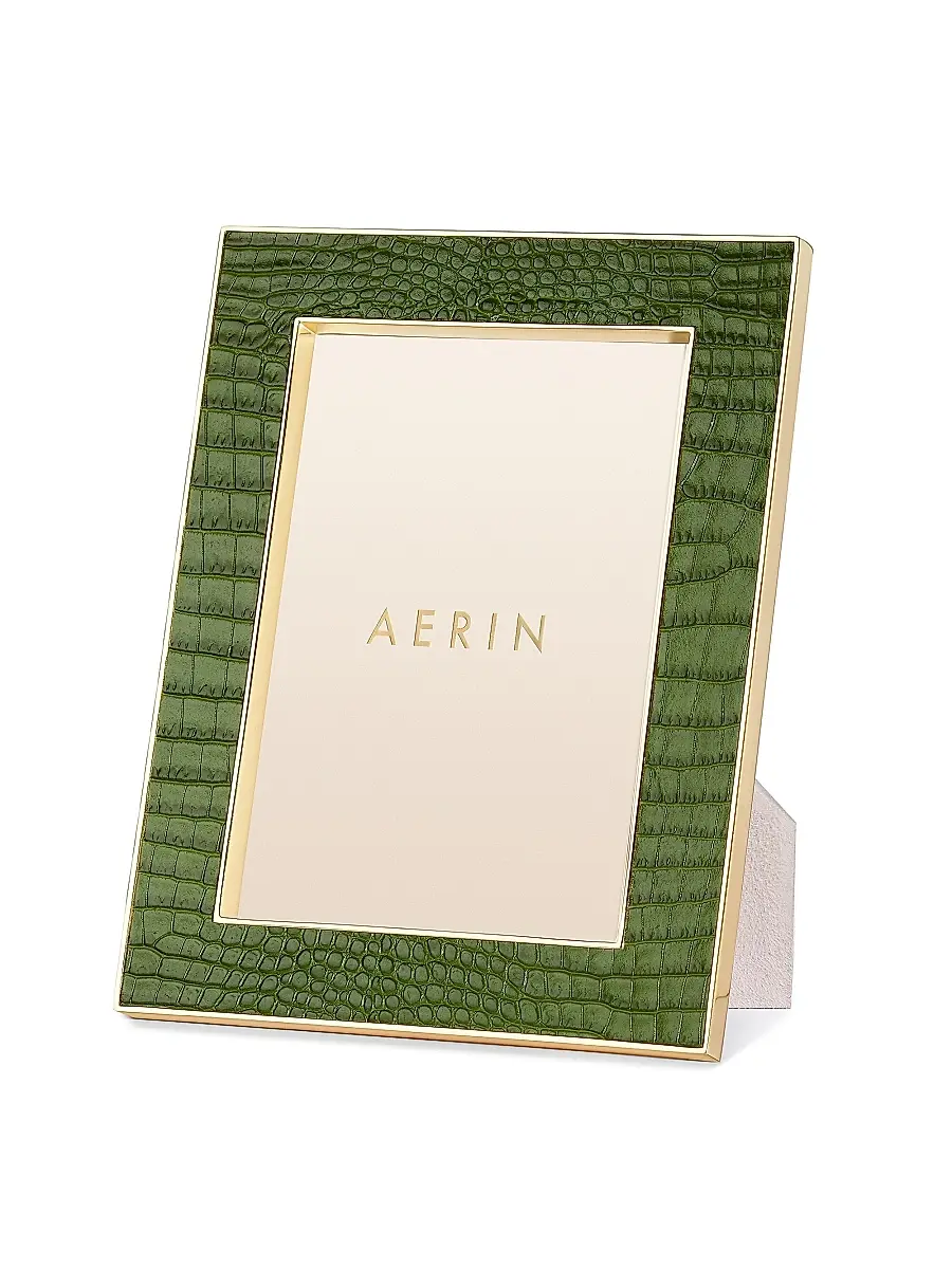 AERIN Classic Crocodile-Embossed Leather Frame