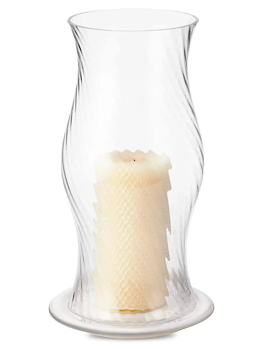AERIN Unisex Milla Small Ceramic & Glass Hurricane - Clear Cream | Thumbnail 2 AERIN Unisex Milla Small Ceramic & Glass Hurricane - Clear Cream | Thumbnail 2
