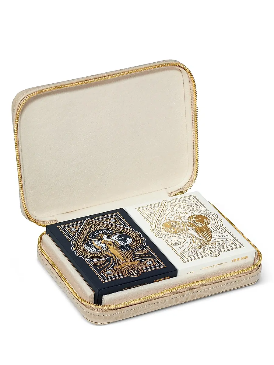 AERIN Enzo Crocodile-Embossed Leather Travel Card Set
