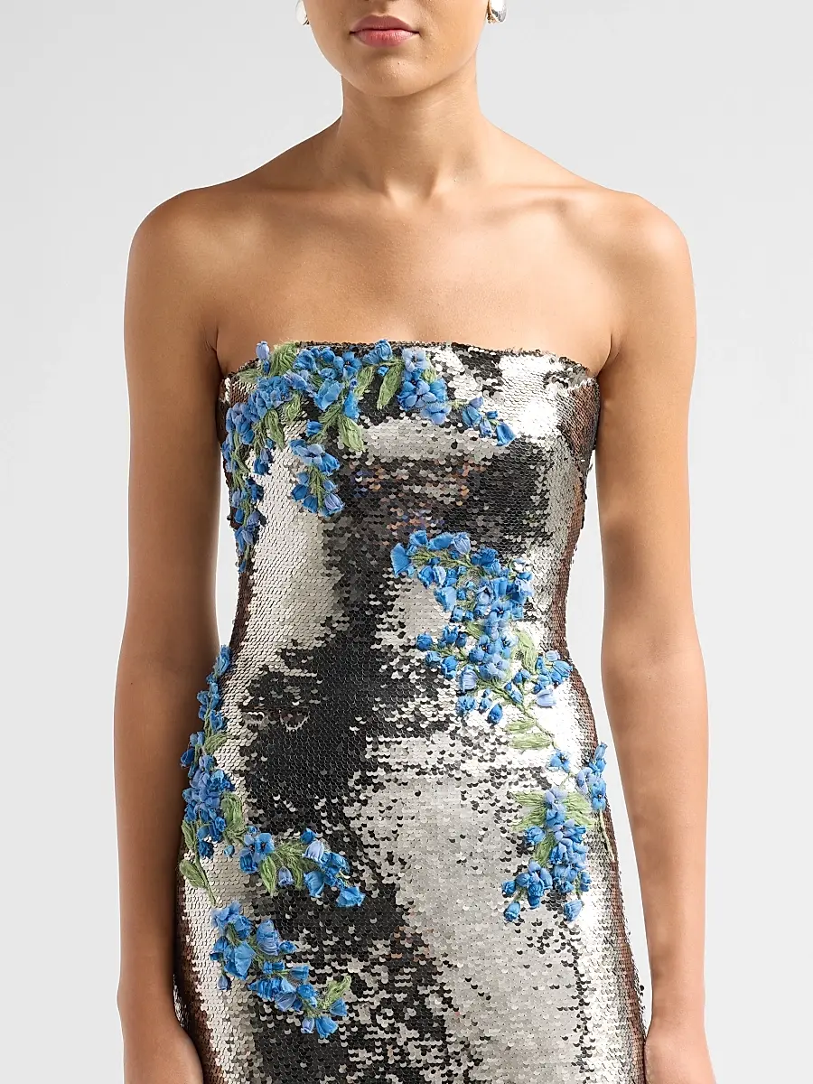 MONIQUE LHUILLIER Women's Textured Strapless Column Gown | Thumbnail 5