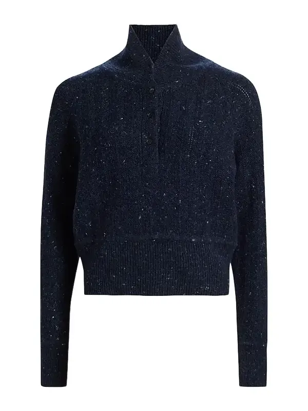Co Women's Cropped Henley Sweater