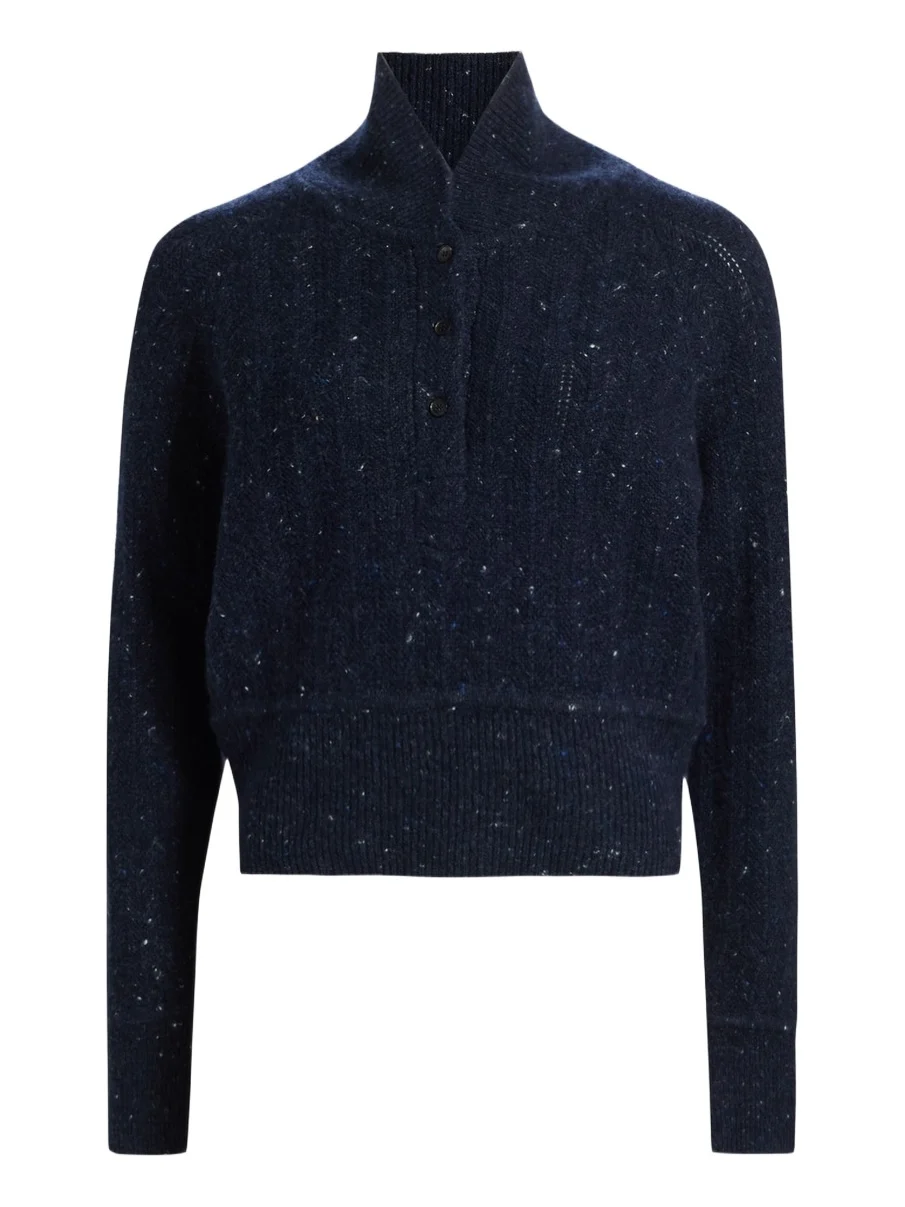 Co Women's Cropped Henley Sweater