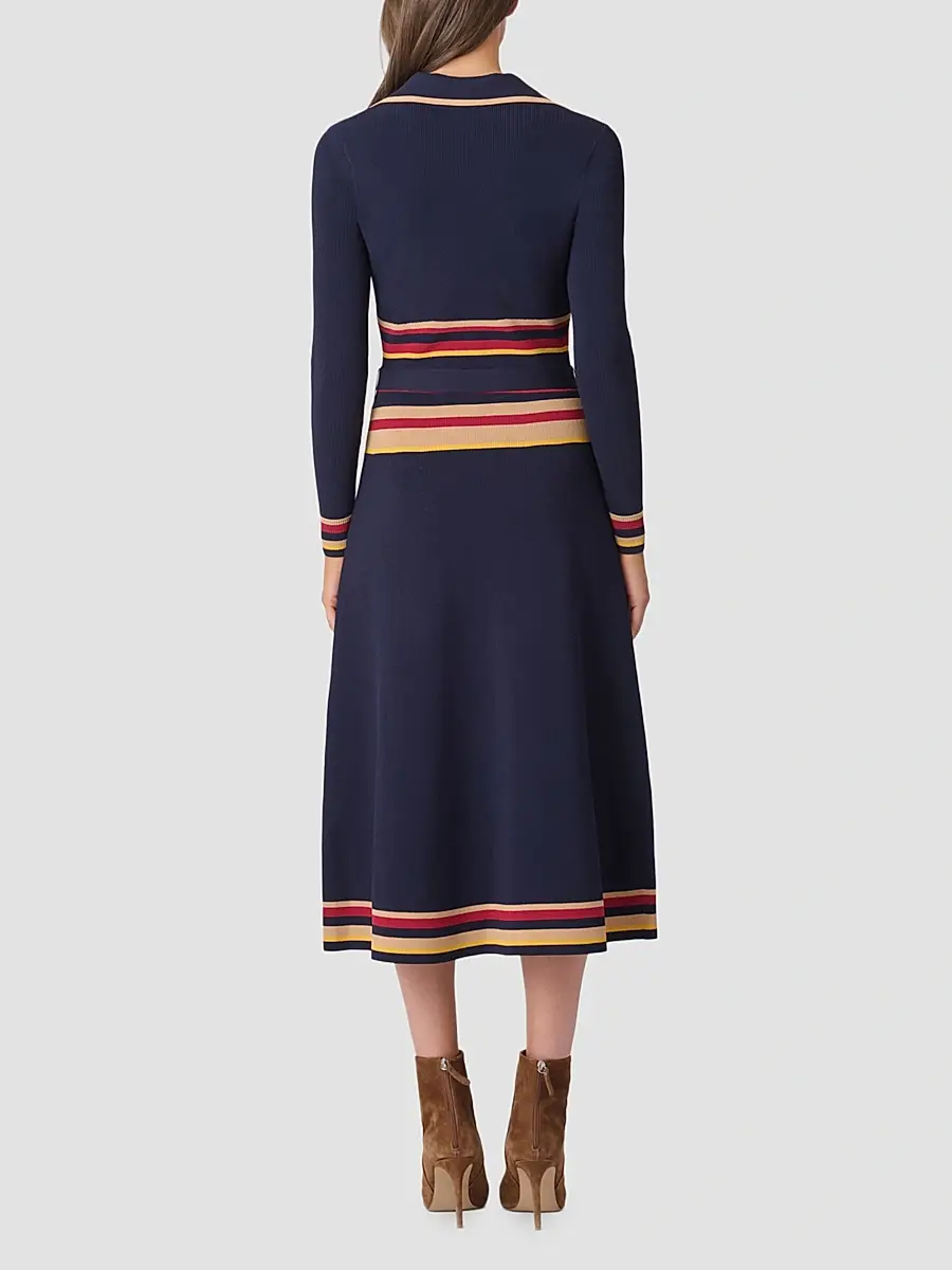 Shoshanna Women's Milner Striped Knit Polo Midi Dress | Thumbnail 3 Shoshanna Women's Milner Striped Knit Polo Midi Dress | Thumbnail 3