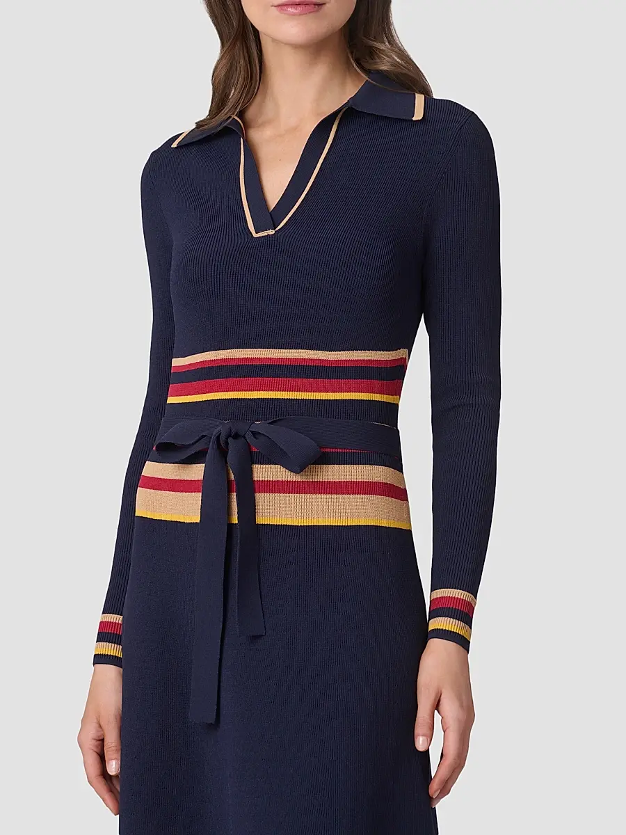 Shoshanna Women's Milner Striped Knit Polo Midi Dress | Thumbnail 4 Shoshanna Women's Milner Striped Knit Polo Midi Dress | Thumbnail 4