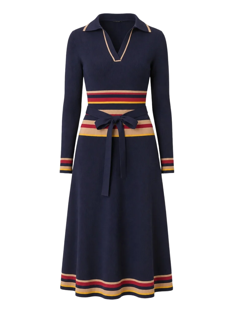 Shoshanna Women's Milner Striped Knit Polo Midi Dress