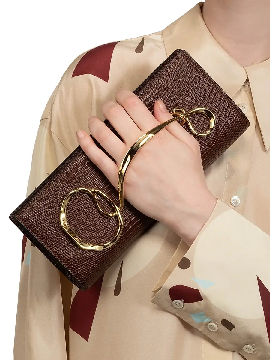 ALEXIS BITTAR Women's Lizard-Embossed Leather Clutch | Thumbnail 2 ALEXIS BITTAR Women's Lizard-Embossed Leather Clutch | Thumbnail 2