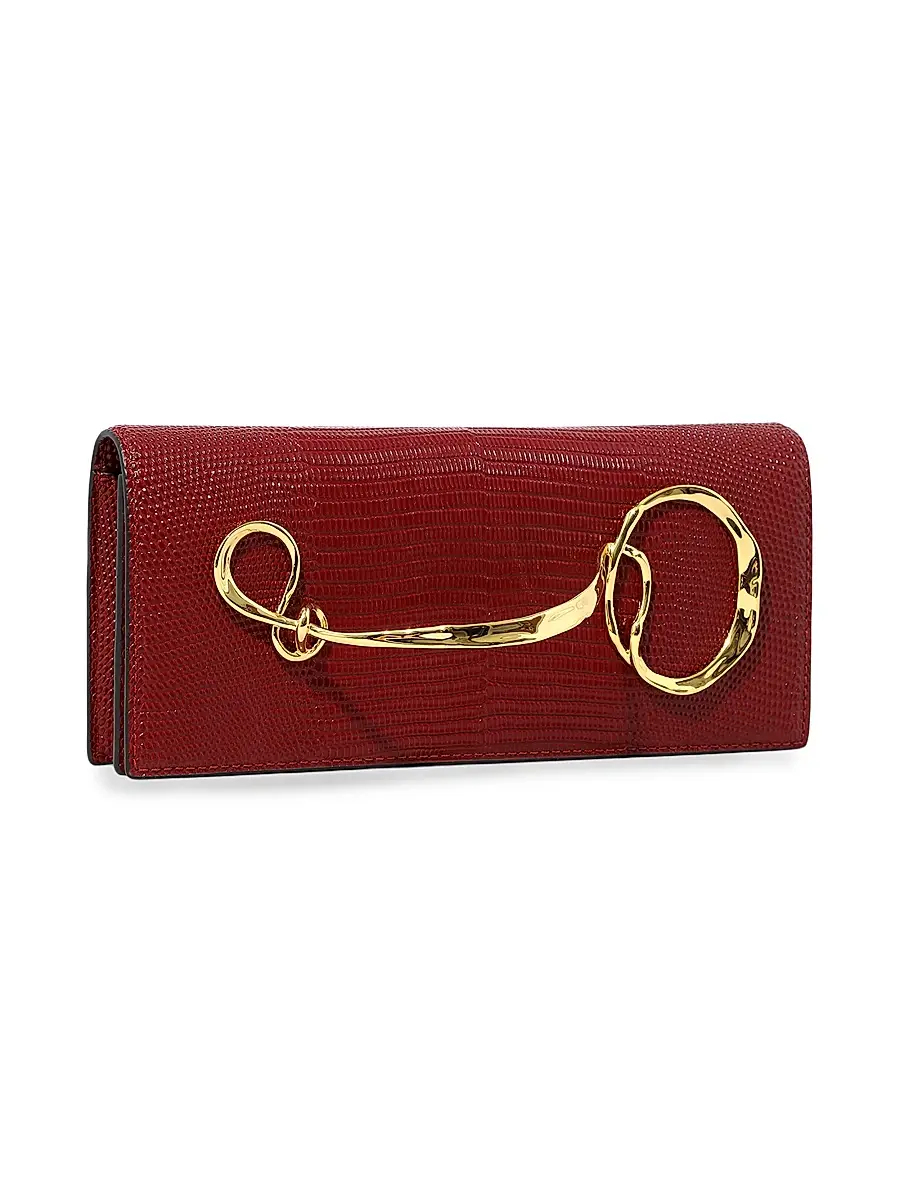 ALEXIS BITTAR Women's Lizard-Embossed Leather Clutch | Thumbnail 4 ALEXIS BITTAR Women's Lizard-Embossed Leather Clutch | Thumbnail 4