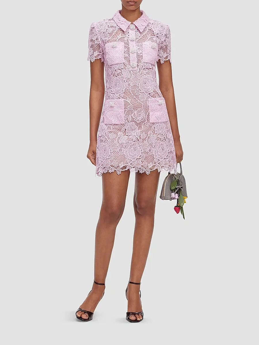 Self-Portrait Women's Lace Button-Front Mini Dress | Thumbnail 2 Self-Portrait Women's Lace Button-Front Mini Dress | Thumbnail 2