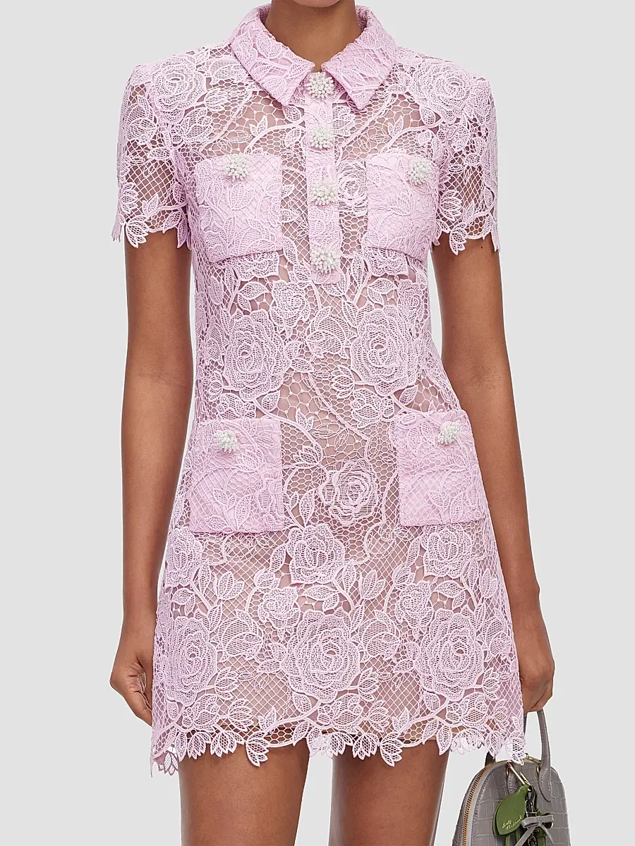 Self-Portrait Women's Lace Button-Front Mini Dress | Thumbnail 5 Self-Portrait Women's Lace Button-Front Mini Dress | Thumbnail 5