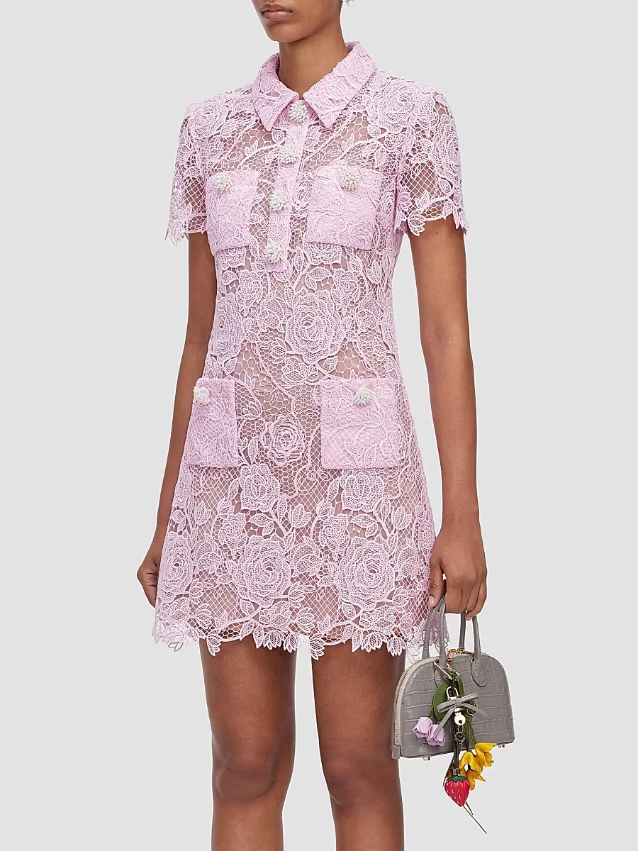 Self-Portrait Women's Lace Button-Front Mini Dress | Thumbnail 6 Self-Portrait Women's Lace Button-Front Mini Dress | Thumbnail 6