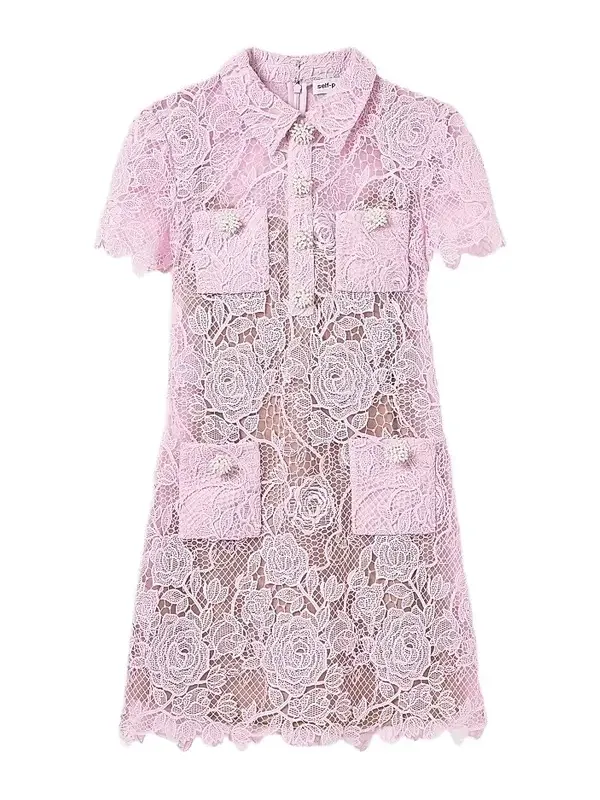 Women's Lace Button-Front Mini Dress