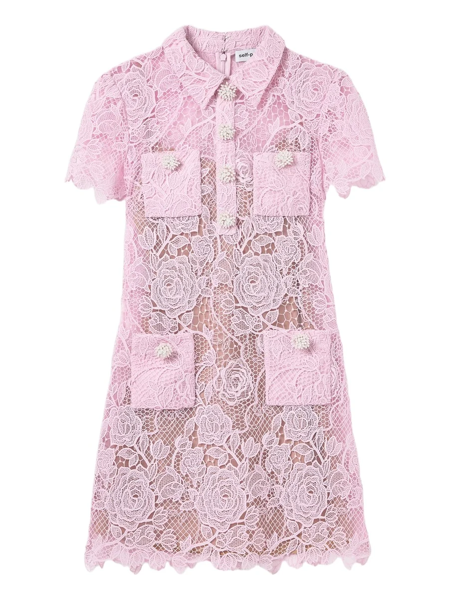 Women's Lace Button-Front Mini Dress Women's Lace Button-Front Mini Dress