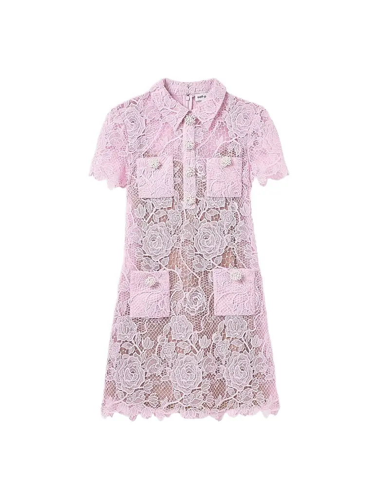 Women's Lace Button-Front Mini Dress Women's Lace Button-Front Mini Dress