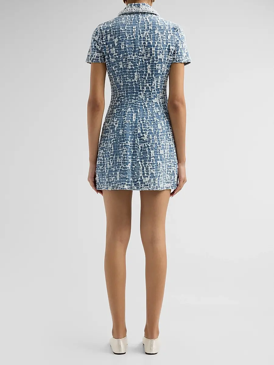 Self-Portrait Women's Textured Denim Mini Dress | Thumbnail 3