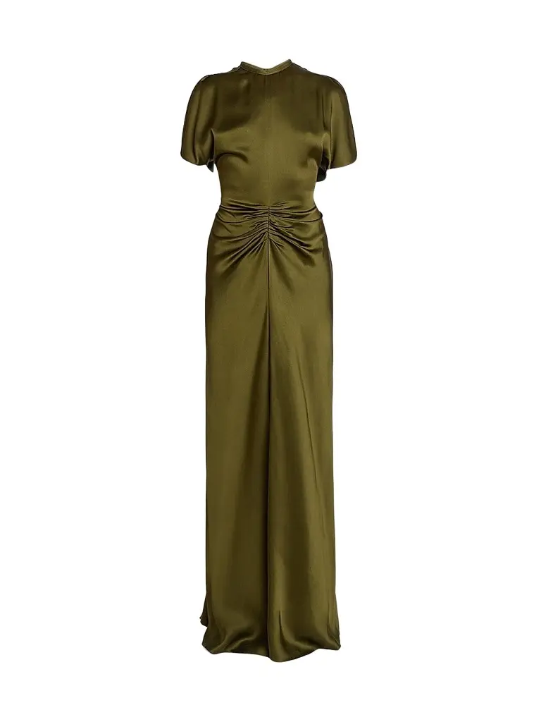 Victoria Beckham Women's Isabella Satin Column Gown - Marsh Green | Image 1 Victoria Beckham Women's Isabella Satin Column Gown - Marsh Green | Image 1