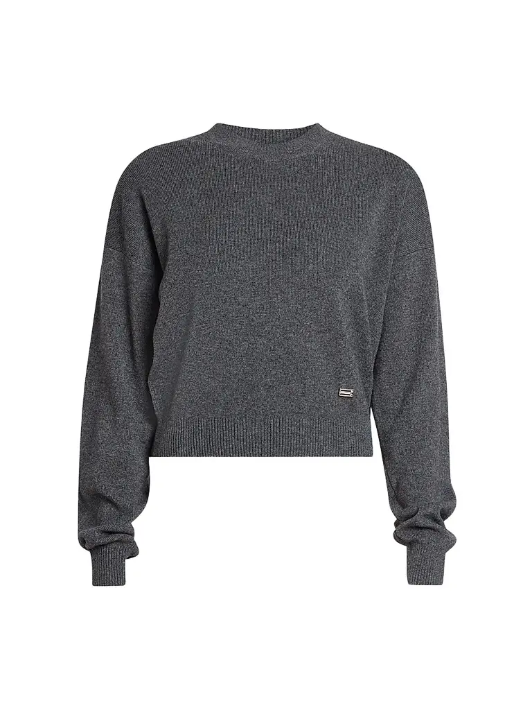 Victoria Beckham Women's Wool-Blend Crewneck Sweater - Dark Grey Marl | Image 1 Victoria Beckham Women's Wool-Blend Crewneck Sweater - Dark Grey Marl | Image 1