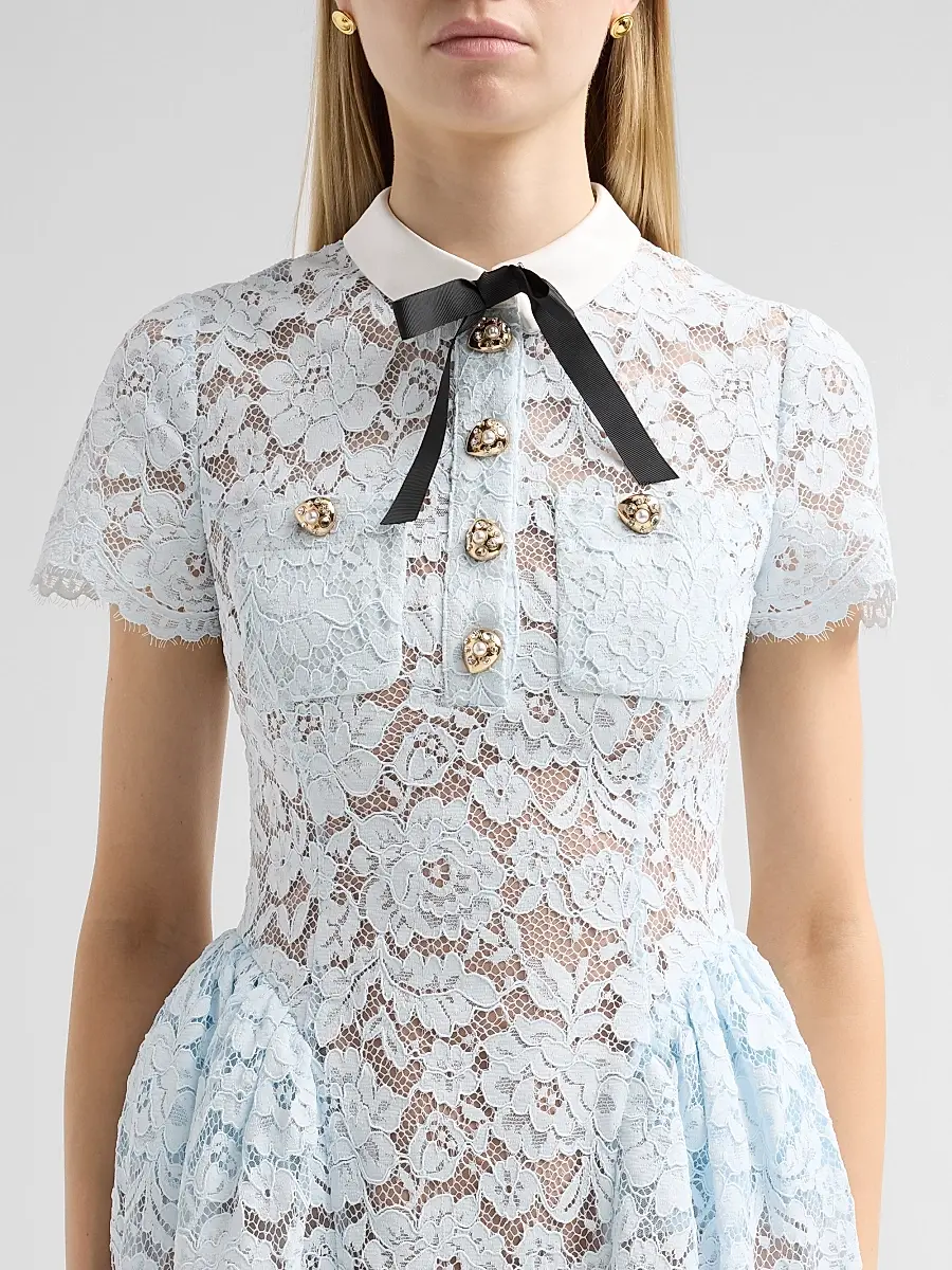Self-Portrait Women's Lace Flared Mini Dress | Thumbnail 5 Self-Portrait Women's Lace Flared Mini Dress | Thumbnail 5