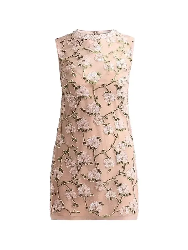 Women's Floral Sequin Embellished Mini Dress