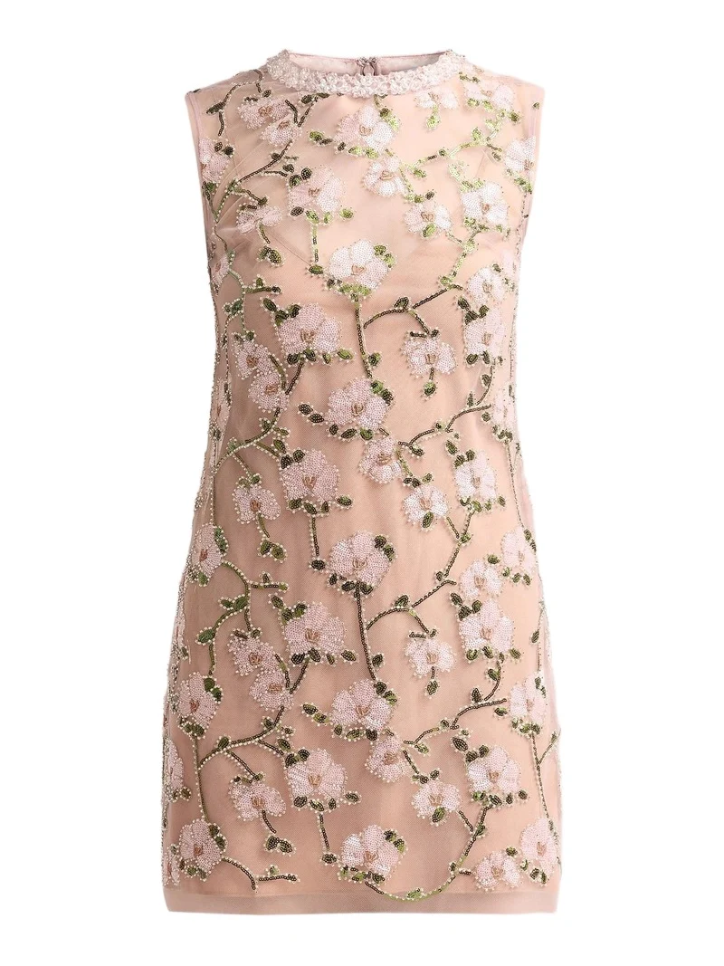 Women's Floral Sequin Embellished Mini Dress Women's Floral Sequin Embellished Mini Dress
