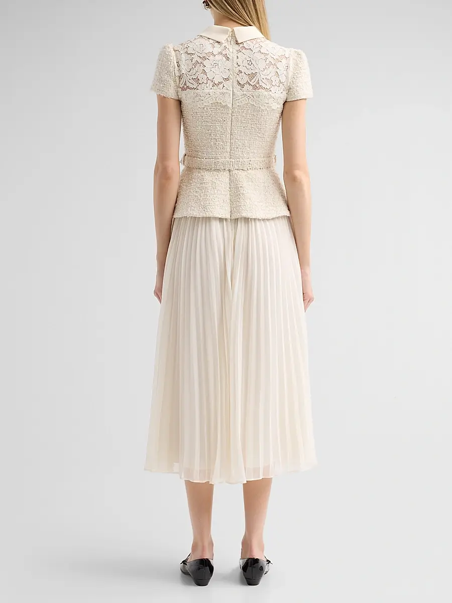 Self-Portrait Women's Lace & Boucle Midi Dress | Thumbnail 3 Self-Portrait Women's Lace & Boucle Midi Dress | Thumbnail 3
