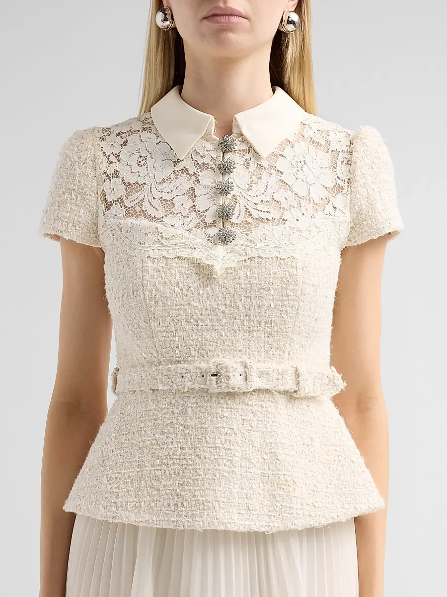 Self-Portrait Women's Lace & Boucle Midi Dress | Thumbnail 5 Self-Portrait Women's Lace & Boucle Midi Dress | Thumbnail 5