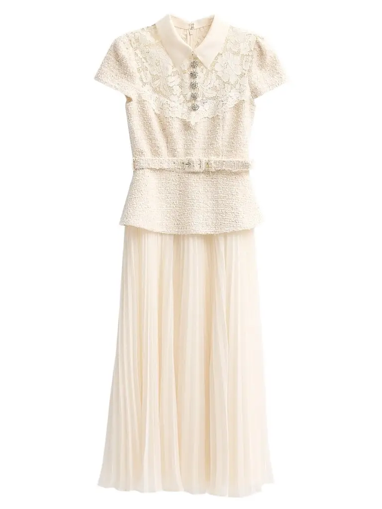 Women's Lace & Boucle Midi Dress Women's Lace & Boucle Midi Dress