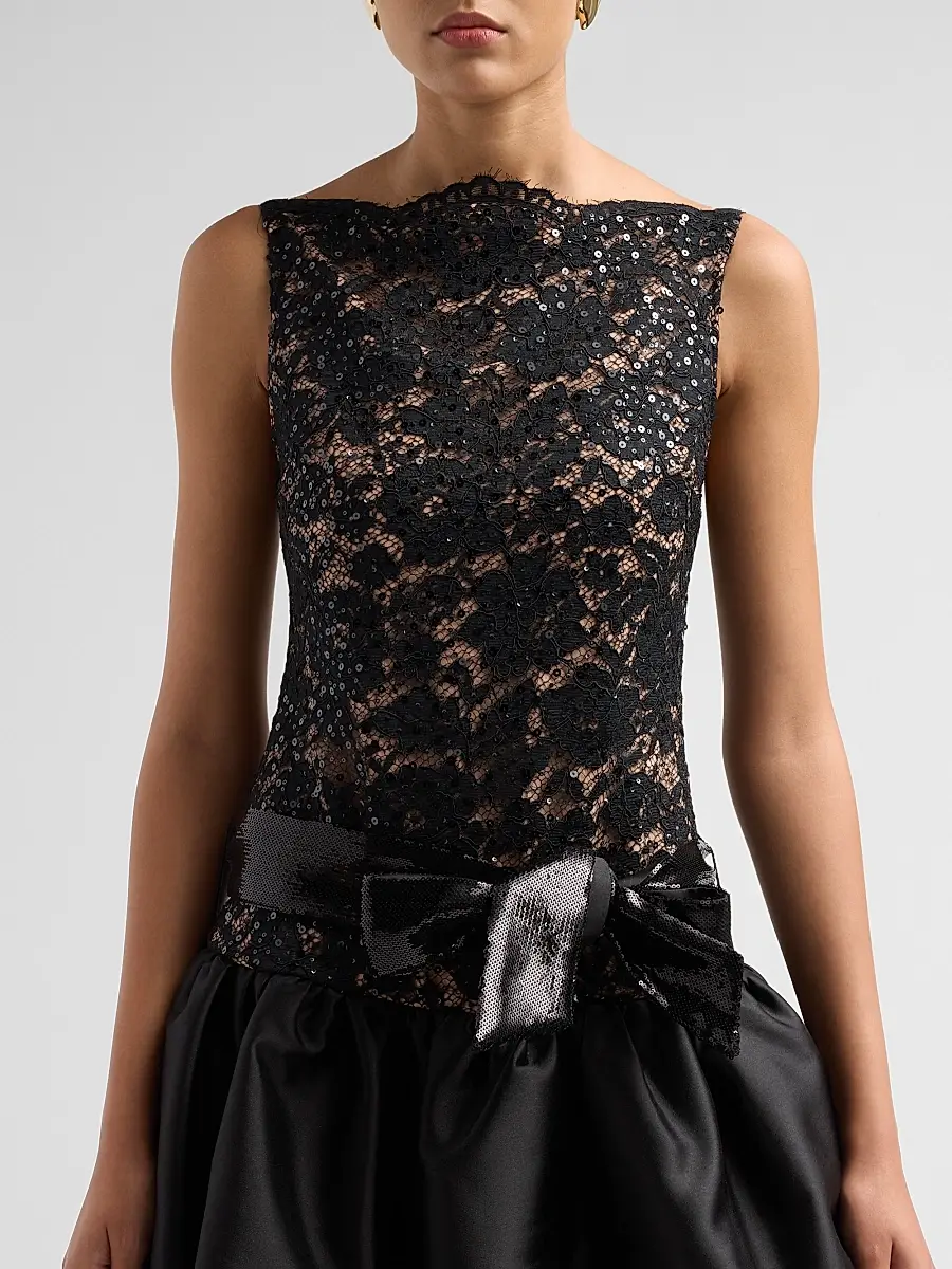 Self-Portrait Women's Sequin Lace Bubble-Hem Mini Dress | Thumbnail 5 Self-Portrait Women's Sequin Lace Bubble-Hem Mini Dress | Thumbnail 5