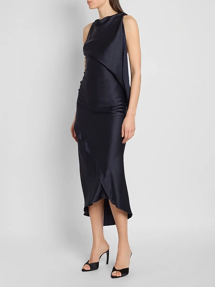 Victoria Beckham Women's Kyra Satin Asymmetric Midi Dress | Thumbnail 4 Victoria Beckham Women's Kyra Satin Asymmetric Midi Dress | Thumbnail 4