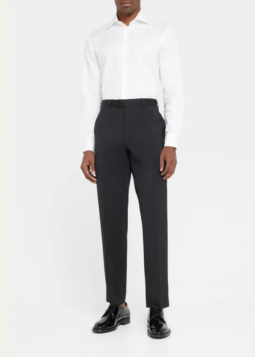 Giorgio Armani Basic Wool Flat-Front Trousers | Thumbnail 2 Giorgio Armani Basic Wool Flat-Front Trousers | Thumbnail 2