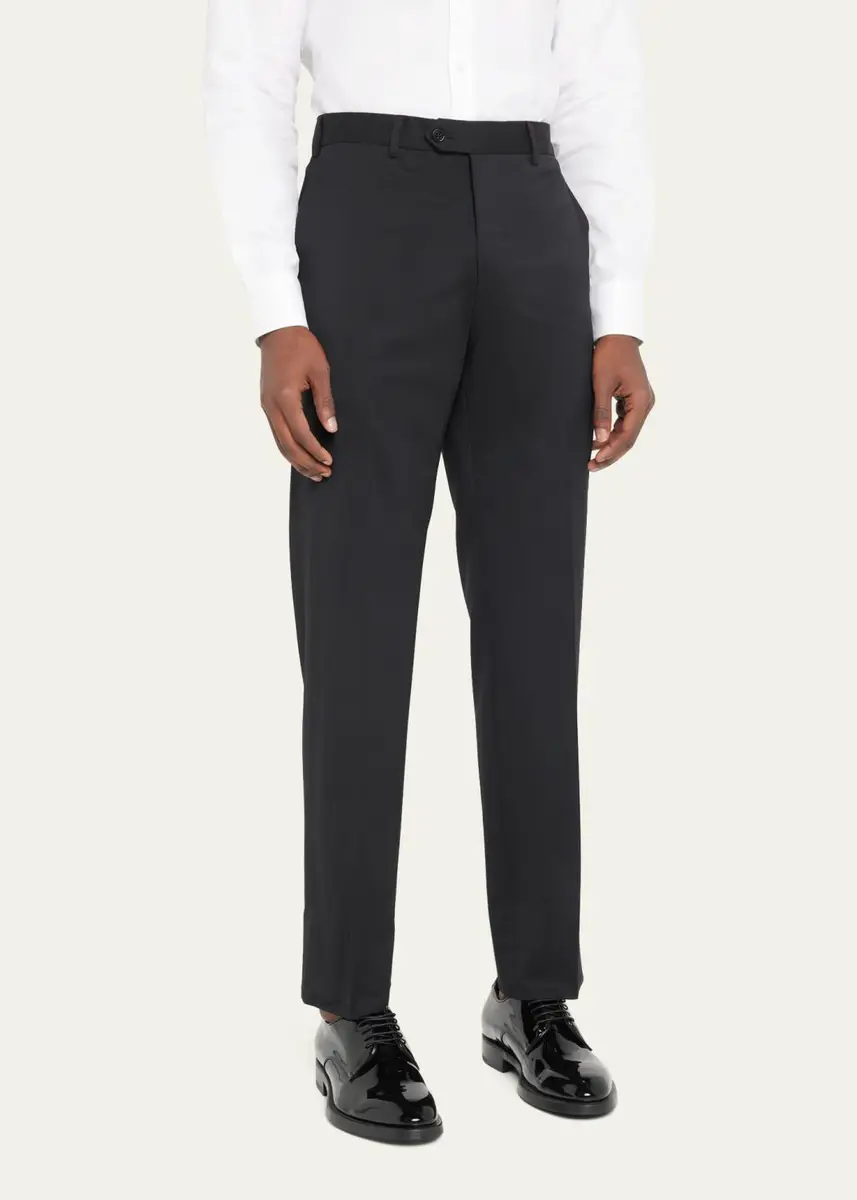 Giorgio Armani Basic Wool Flat-Front Trousers | Thumbnail 4 Giorgio Armani Basic Wool Flat-Front Trousers | Thumbnail 4