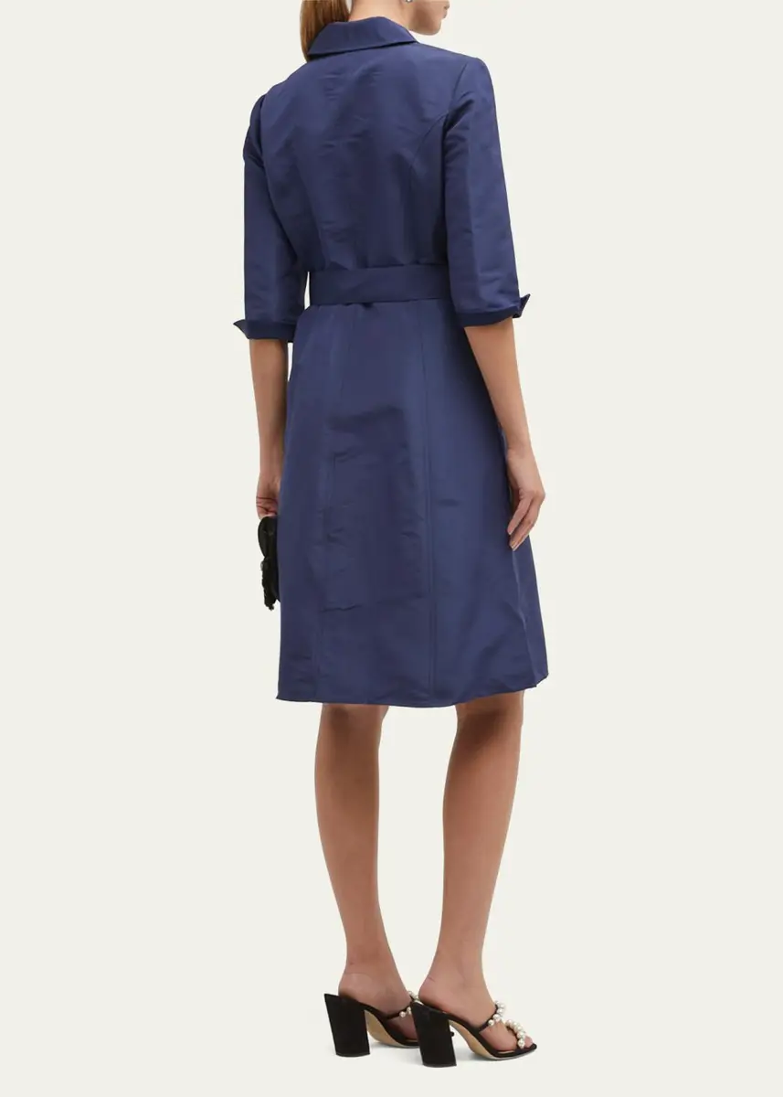 Carolina Herrera Faille 3/4-Sleeve Shirtdress | Thumbnail 3