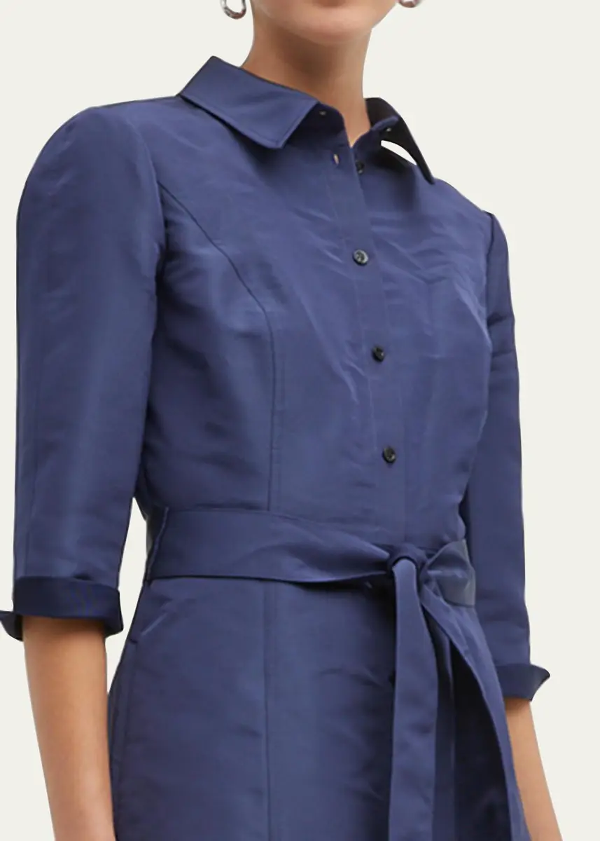 Carolina Herrera Faille 3/4-Sleeve Shirtdress | Thumbnail 5